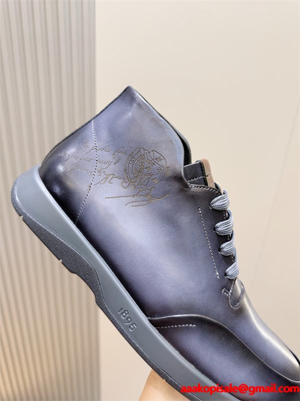 上質レザー レースアップ Berluti ベルルッティ コピー ショートブーツ 重厚感 演出