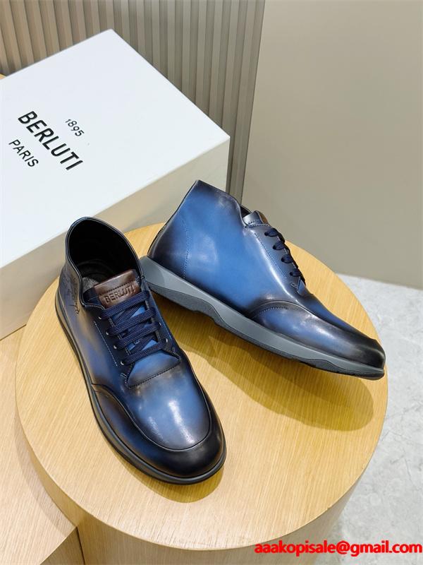 洗練カラー 際立つ レザー ショートブーツ 都会派 バランス Berluti ベルルッティ コピー