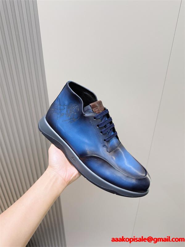 洗練カラー 際立つ レザー ショートブーツ 都会派 バランス Berluti ベルルッティ コピー