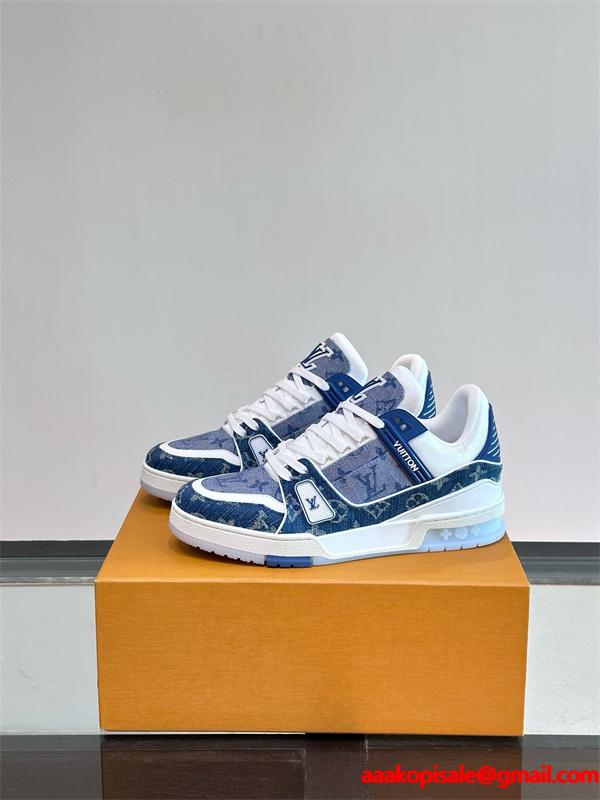 Lv Trainer❤2026トレンドルイヴィトンスニーカーコピー人気ランキングブルー色カジュアルシューズ