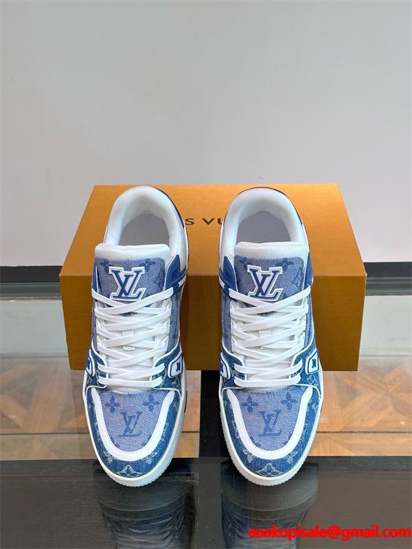 Lv Trainer❤2026トレンドルイヴィトンスニーカーコピー人気ランキングブルー色カジュアルシューズ