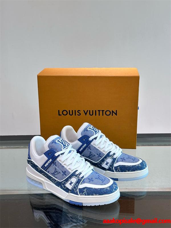 Lv Trainer❤2026トレンドルイヴィトンスニーカーコピー人気ランキングブルー色カジュアルシューズ