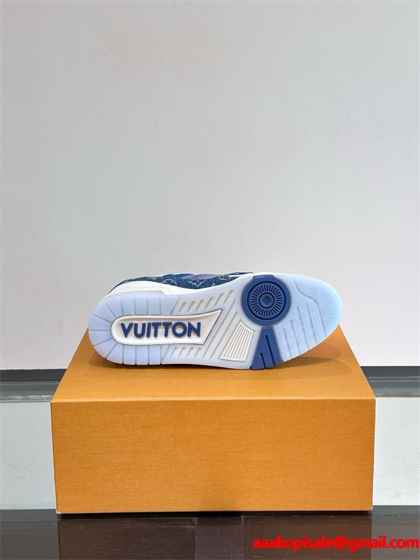 Lv Trainer❤2026トレンドルイヴィトンスニーカーコピー人気ランキングブルー色カジュアルシューズ