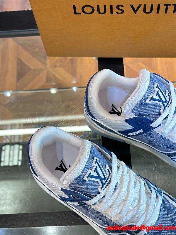 Lv Trainer❤2026トレンドルイヴィトンスニーカーコピー人気ランキングブルー色カジュアルシューズ