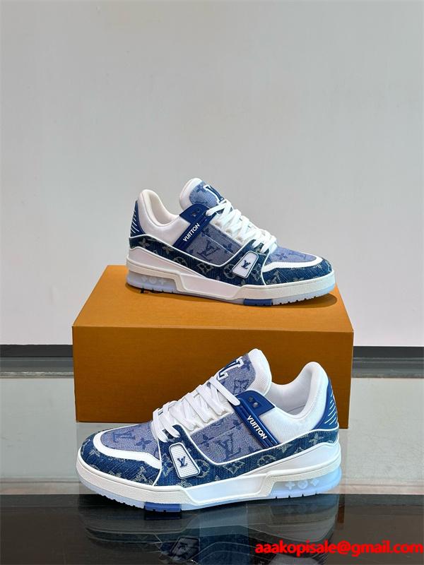 Lv Trainer❤2026トレンドルイヴィトンスニーカーコピー人気ランキングブルー色カジュアルシューズ