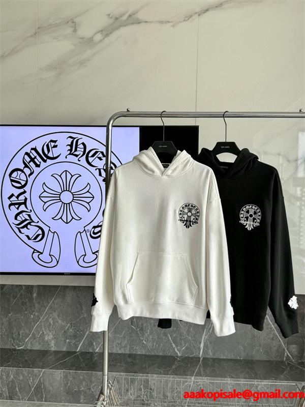 クロムハーツ Chrome Hearts コピー 存在感クロスプリント 裏起毛 パーカー 個性演出 トレンド注目