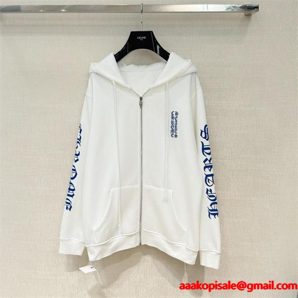 洗練ロゴ刺繍 ジップパーカー 軽量素材 デイリー万能 クロムハーツ Chrome Hearts コピー