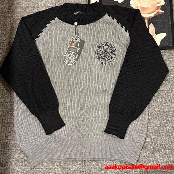 上質編み地 バイカラー クロムハーツ Chrome Hearts コピー ニット 立体シルエット 高級感演出