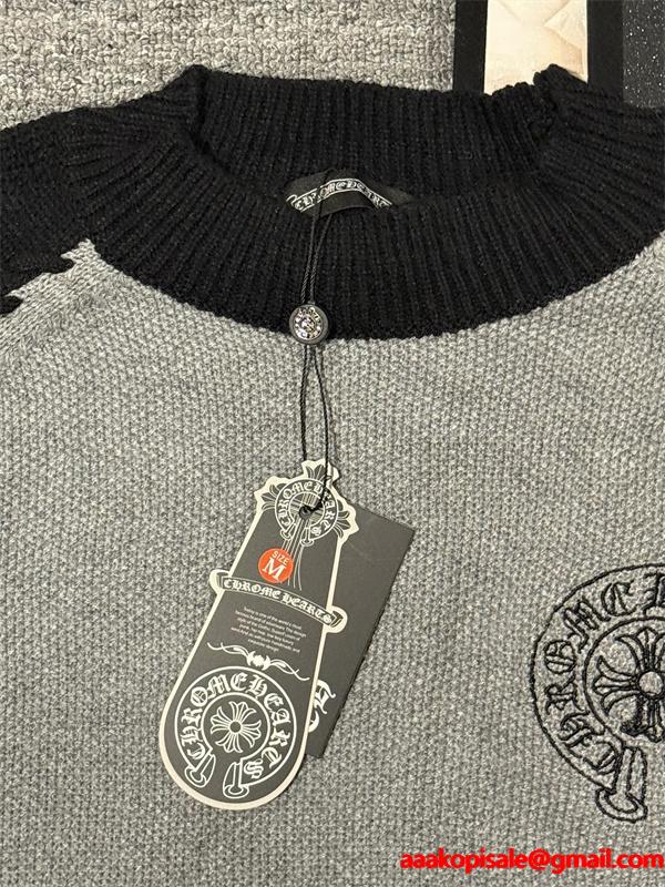 上質編み地 バイカラー クロムハーツ Chrome Hearts コピー ニット 立体シルエット 高級感演出