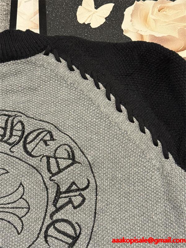 上質編み地 バイカラー クロムハーツ Chrome Hearts コピー ニット 立体シルエット 高級感演出