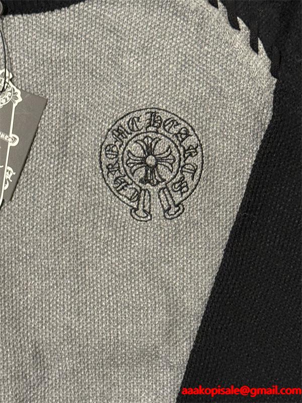上質編み地 バイカラー クロムハーツ Chrome Hearts コピー ニット 立体シルエット 高級感演出