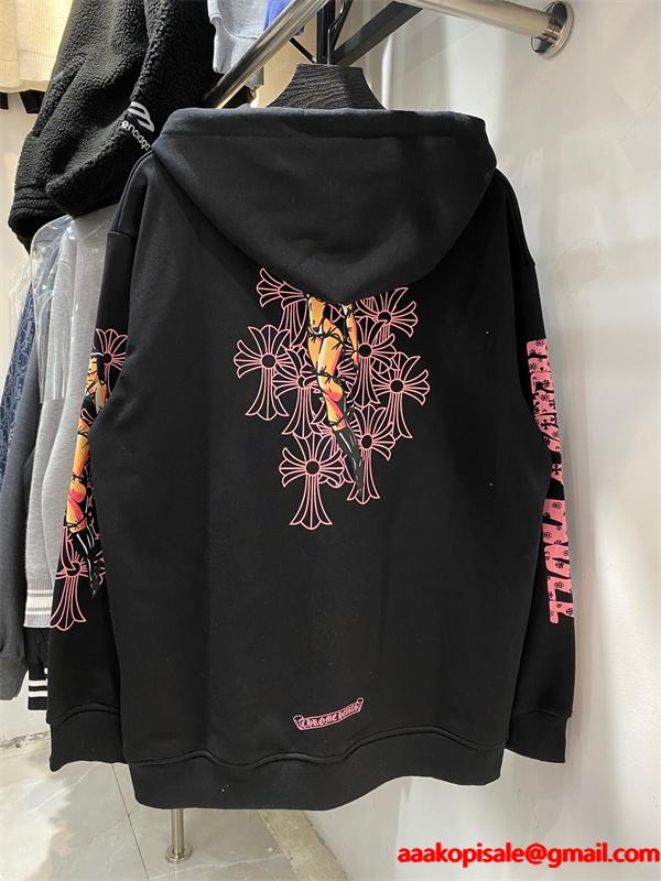 大胆グラフィック パーカー 厚手仕様 ストリート映え クロムハーツ Chrome Hearts コピー