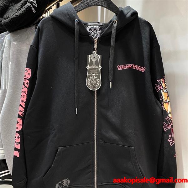 大胆グラフィック パーカー 厚手仕様 ストリート映え クロムハーツ Chrome Hearts コピー