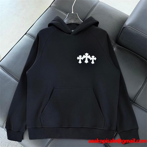 クロムハーツ Chrome Hearts コピー ミニマルクロス刺繍 パーカー シンプル洗練 定番