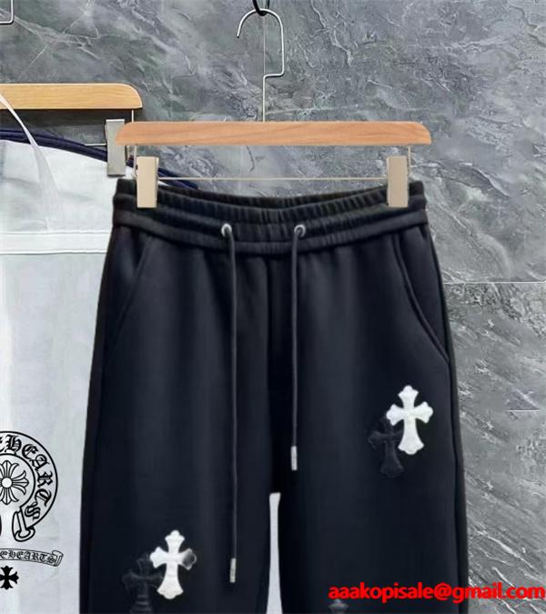 クロムハーツ Chrome Hearts コピー 人気爆発 立体クロスモチーフ 快適フィットスウェットパンツ