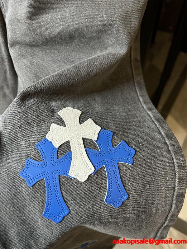クロムハーツ Chrome Hearts コピー 話題 マルチクロス刺繍 ストレート 注目新作 デニムパンツ