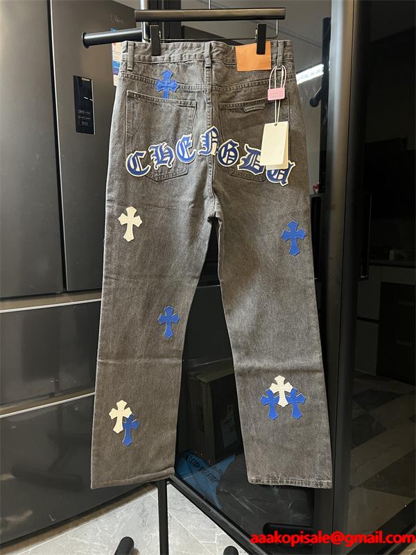 クロムハーツ Chrome Hearts コピー 話題 マルチクロス刺繍 ストレート 注目新作 デニムパンツ