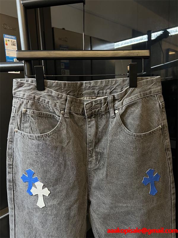 クロムハーツ Chrome Hearts コピー 話題 マルチクロス刺繍 ストレート 注目新作 デニムパンツ