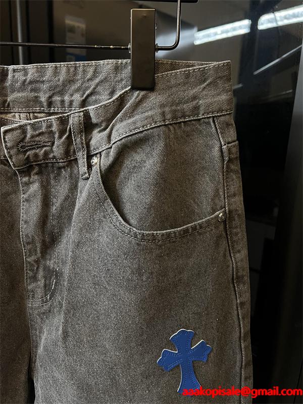 クロムハーツ Chrome Hearts コピー 話題 マルチクロス刺繍 ストレート 注目新作 デニムパンツ