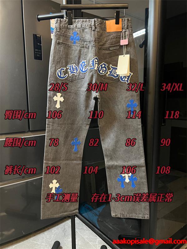 クロムハーツ Chrome Hearts コピー 話題 マルチクロス刺繍 ストレート 注目新作 デニムパンツ