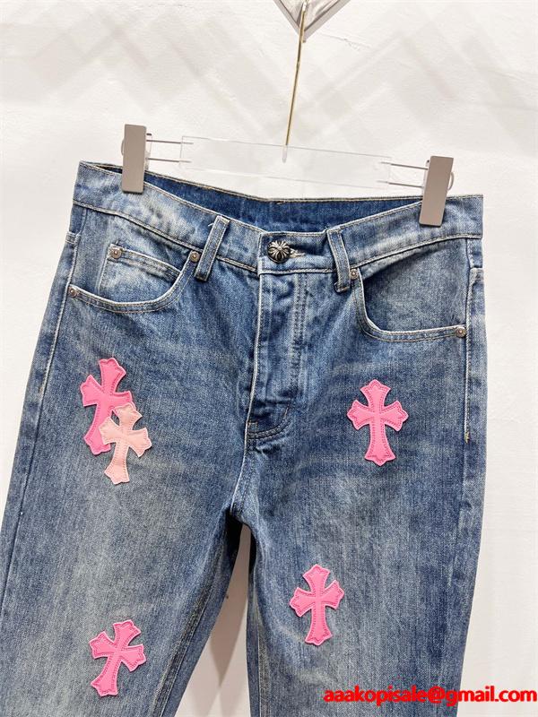 人気爆発 カラークロス配置 定番トレンド デニムパンツ クロムハーツ Chrome Hearts コピー