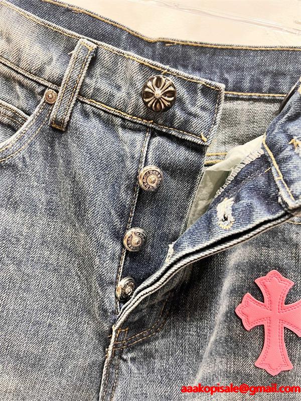 人気爆発 カラークロス配置 定番トレンド デニムパンツ クロムハーツ Chrome Hearts コピー