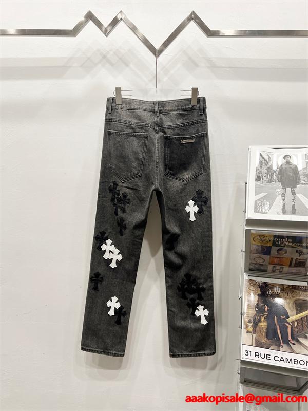 クロムハーツ Chrome Hearts コピー 希少 重厚クロスパッチ 大人向け デニムパンツ