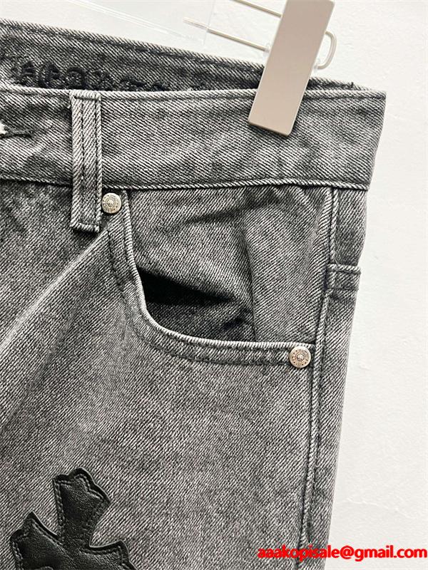 クロムハーツ Chrome Hearts コピー 希少 重厚クロスパッチ 大人向け デニムパンツ