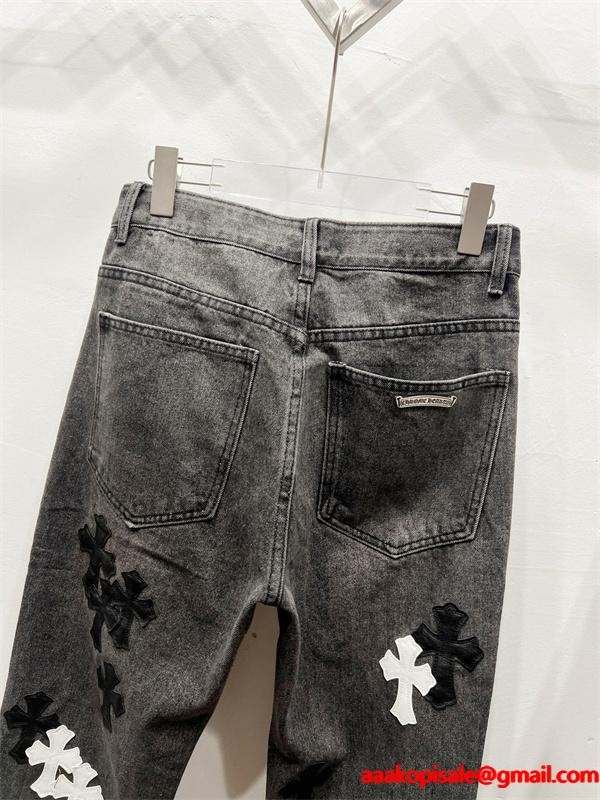 クロムハーツ Chrome Hearts コピー 希少 重厚クロスパッチ 大人向け デニムパンツ