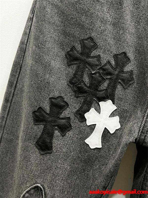 クロムハーツ Chrome Hearts コピー 希少 重厚クロスパッチ 大人向け デニムパンツ