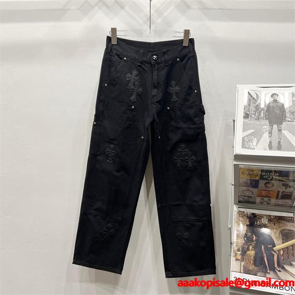 クロムハーツ Chrome Hearts コピー 重厚感 クロス刺繍 無骨シルエット デニムパンツ