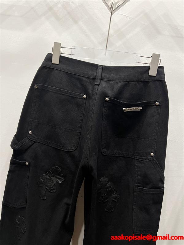 クロムハーツ Chrome Hearts コピー 重厚感 クロス刺繍 無骨シルエット デニムパンツ