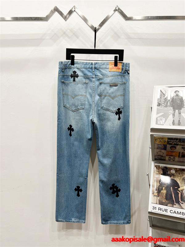 個性派 グラフィック配置 遊び心演出 デニムパンツ クロムハーツ Chrome Hearts コピー