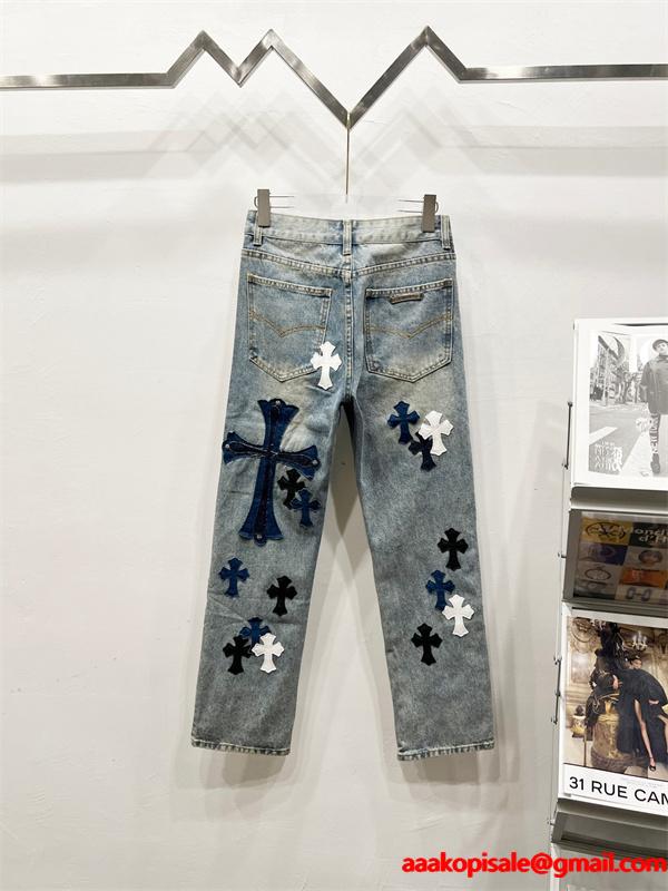 存在感 クロムハーツ Chrome Hearts コピー 異素材ミックス トレンド対応 デニムパンツ