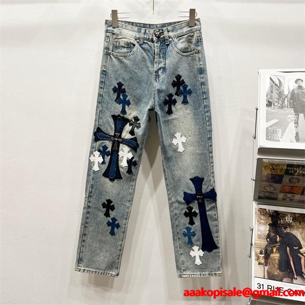 存在感 クロムハーツ Chrome Hearts コピー 異素材ミックス トレンド対応 デニムパンツ