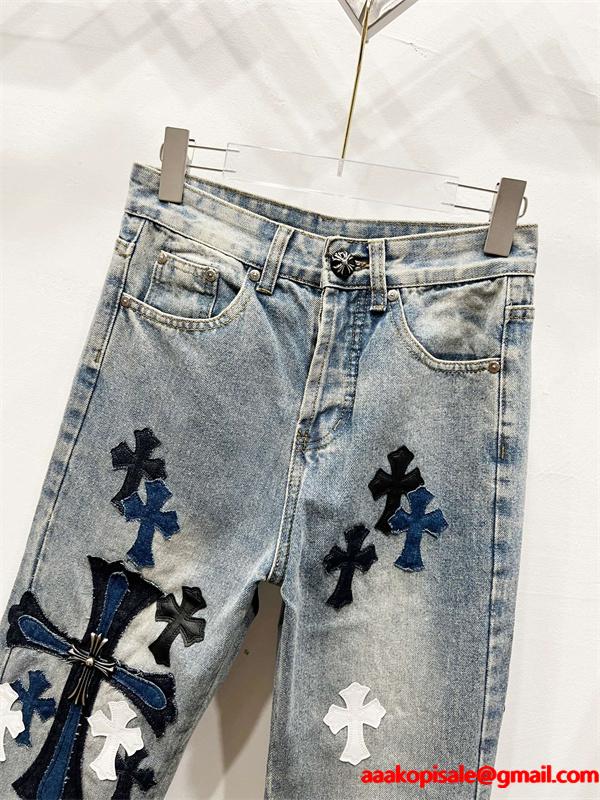 存在感 クロムハーツ Chrome Hearts コピー 異素材ミックス トレンド対応 デニムパンツ