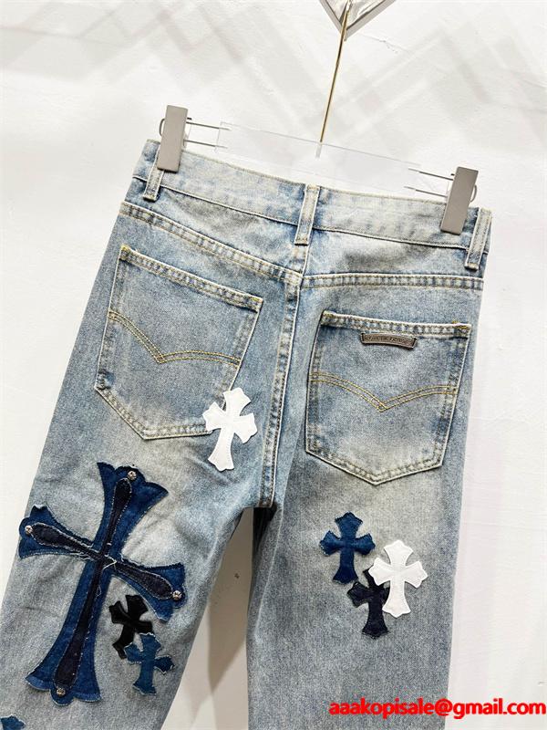 存在感 クロムハーツ Chrome Hearts コピー 異素材ミックス トレンド対応 デニムパンツ