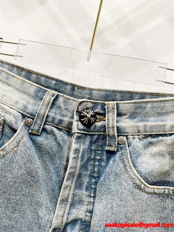 存在感 クロムハーツ Chrome Hearts コピー 異素材ミックス トレンド対応 デニムパンツ