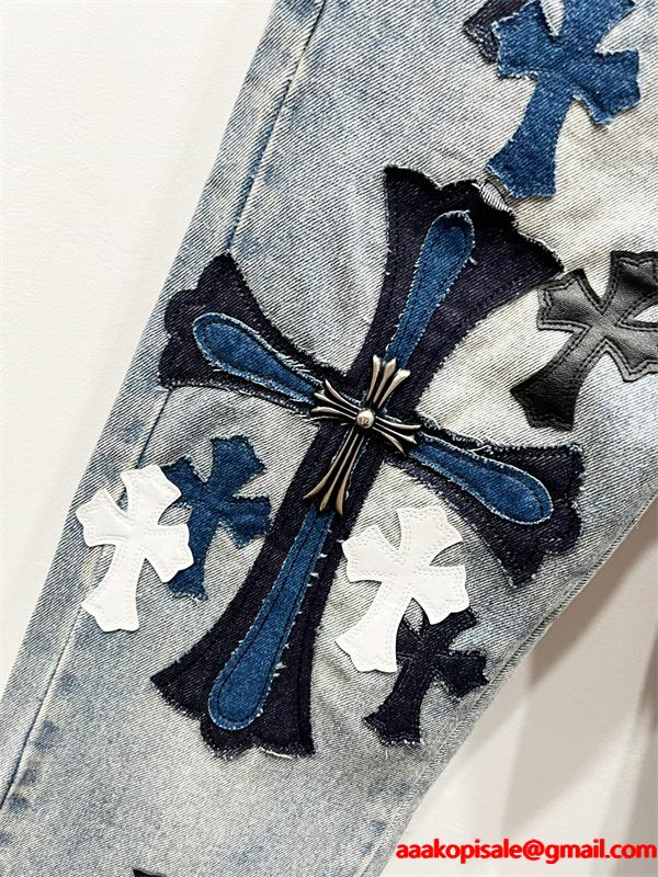 存在感 クロムハーツ Chrome Hearts コピー 異素材ミックス トレンド対応 デニムパンツ