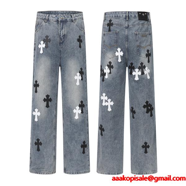 定番人気 オールオーバークロス 万能 デニムパンツ クロムハーツ Chrome Hearts コピー