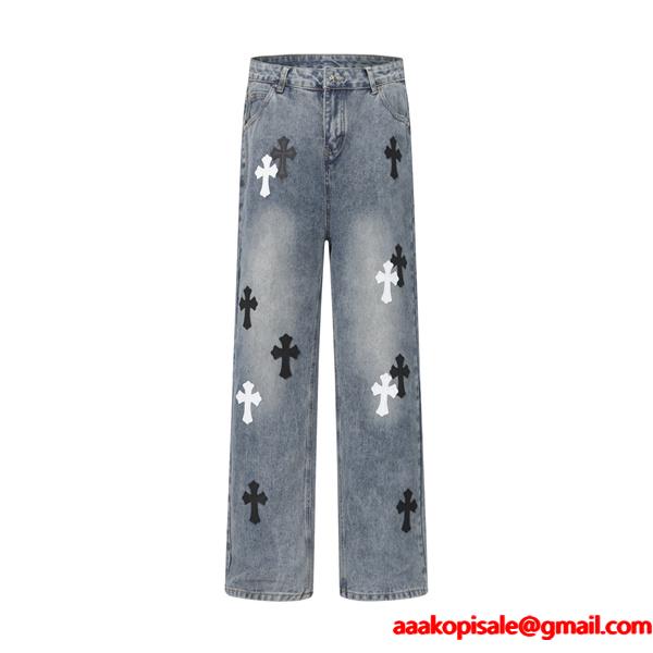 定番人気 オールオーバークロス 万能 デニムパンツ クロムハーツ Chrome Hearts コピー