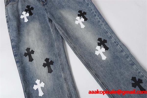 定番人気 オールオーバークロス 万能 デニムパンツ クロムハーツ Chrome Hearts コピー