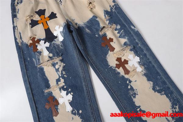 クロムハーツ Chrome Hearts コピー 話題 ブリーチ加工 ダメージ表情 注目新作 デニムパンツ