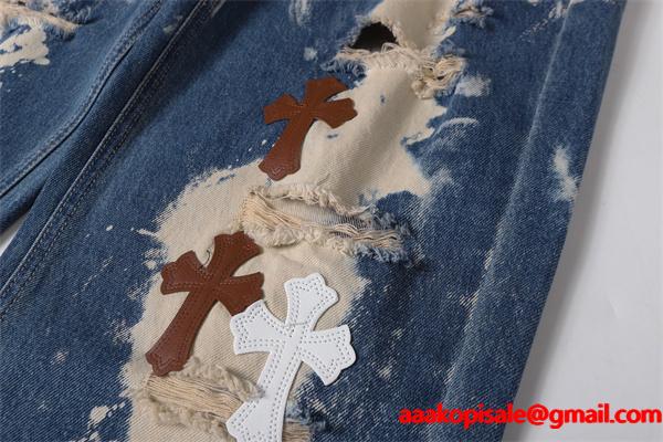 クロムハーツ Chrome Hearts コピー 話題 ブリーチ加工 ダメージ表情 注目新作 デニムパンツ