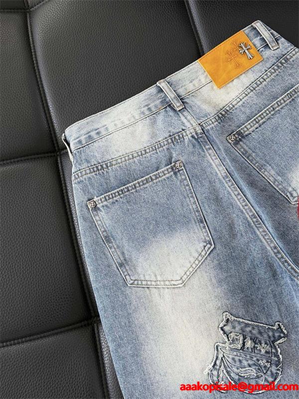 定番人気 クロス刺繍 バランス良好 クロムハーツ Chrome Hearts コピー デニムパンツ