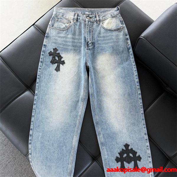 定番人気 クロス刺繍 バランス良好 クロムハーツ Chrome Hearts コピー デニムパンツ