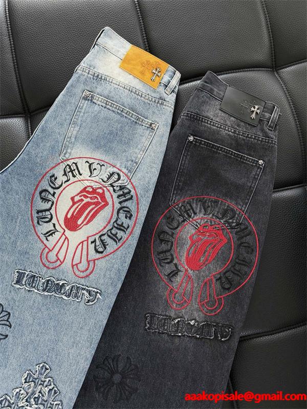 定番人気 クロス刺繍 バランス良好 クロムハーツ Chrome Hearts コピー デニムパンツ