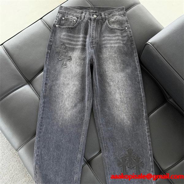 クロムハーツ Chrome Hearts コピー 重厚 無彩トーン 落ち着き印象 デニムパンツ