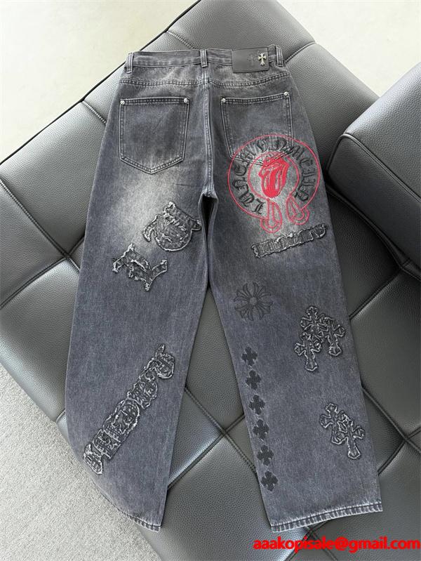 クロムハーツ Chrome Hearts コピー 重厚 無彩トーン 落ち着き印象 デニムパンツ