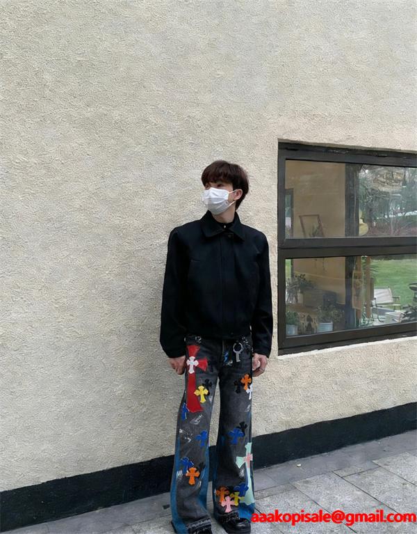 個性派 カラーミックス ストリート映え デニムパンツ クロムハーツ Chrome Hearts コピー